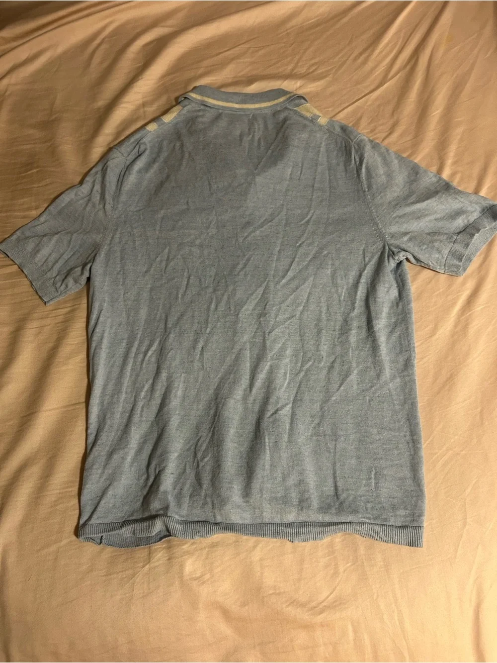 Banana Republic Light Blue Striped Linen Cotton Blend Button Down Shirt Size LT